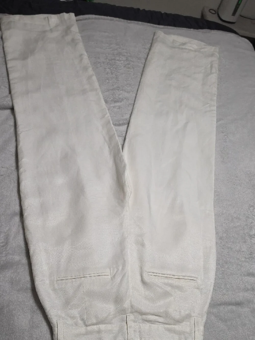 Anine Bing White Pleated Wide Leg Linen Pants